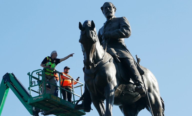 Officials can’t find time capsule purportedly hidden inside Lee statue base