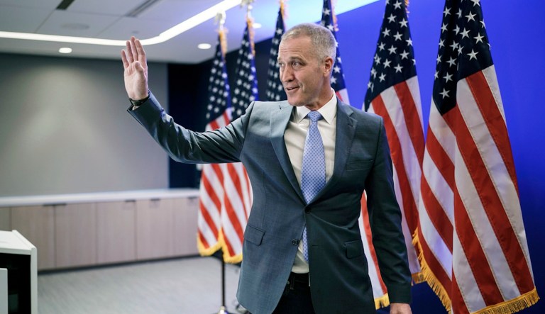 FILE — Rep. Sean Patrick Maloney, D-N.Y., chairman of the Democratic Congressional Campaign Committee, departs after speaking to reporters on the morning after the midterm election, in Washington, Nov. 9, 2022. A mid-level state appeals court on Thursday, July 13, 2023, ordered new congressional lines be drawn for New York, a ruling that could benefit Democrats in the 2024 fight for control of the U.S. House. (AP Photo/J. Scott Applewhite, File)