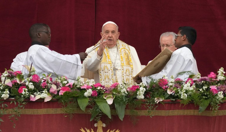 Pope overcomes health concerns to preside over a blustery Easter Sunday Mass in St. Peter’s Square