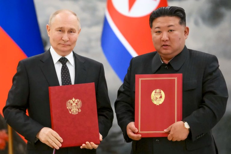 Vladimir Putin and Kim Jong Un hail ‘strongest ever treaty’