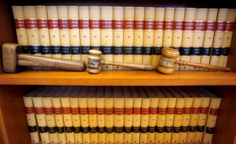 Gavels and law books are shown, July 14, 2010, in San Francisco, California.