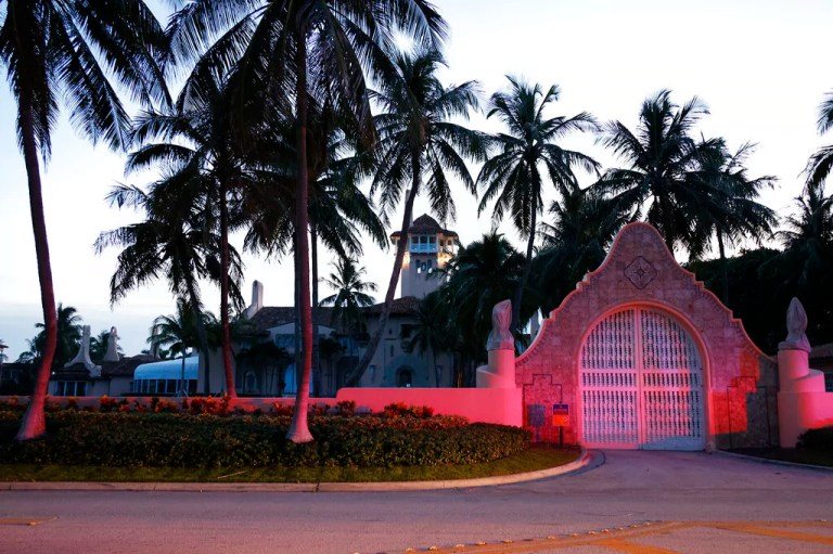 The entrance to former President Donald Trump's Mar-a-Lago estate.