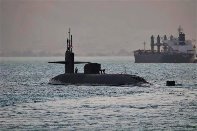 This photo released by the U.S. Navy show a guided-missile submarine
