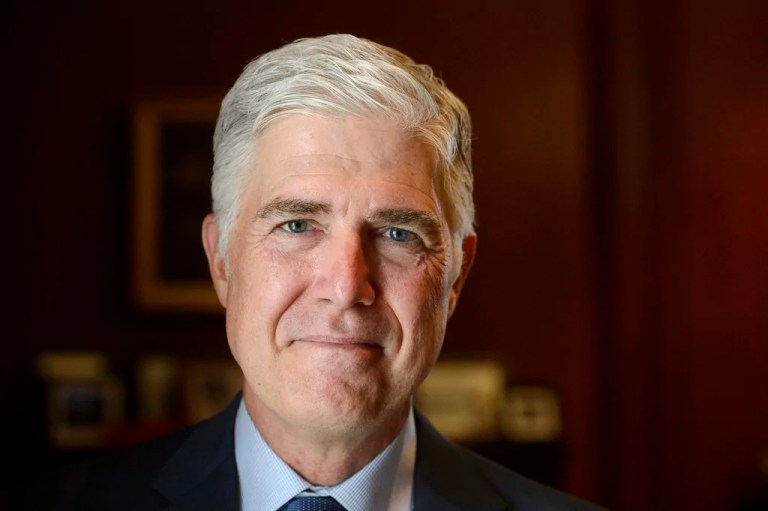 Supreme Court Justice Neil Gorsuch poses for a portrait in his office at the Supreme Court, Monday, July 29, 2024, in Washington. Gorsuch is out with a new book in which he says ordinary Americans are 
