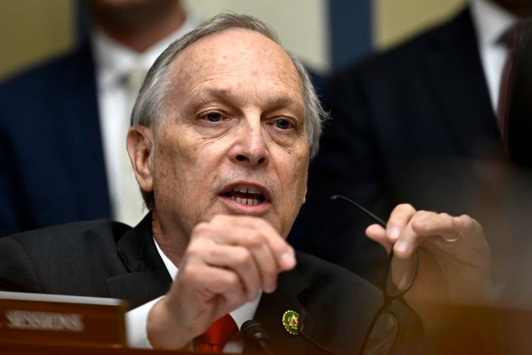 Rep. Andy Biggs, R-Ariz., questions U.S. Secret Service Director Kimberly Cheatle as she testifies before the House Oversight and Accountability Committee about the attempted assassination of former President Donald Trump at a campaign event in Pennsylvania, at the Capitol in Washington, Monday, July 22, 2024.