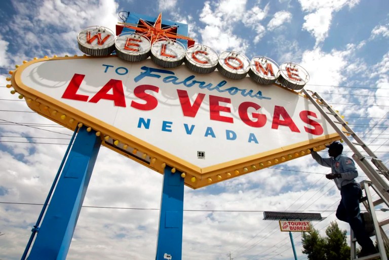 In this July 28, 2005, file photo, Las Vegas welcome sign.