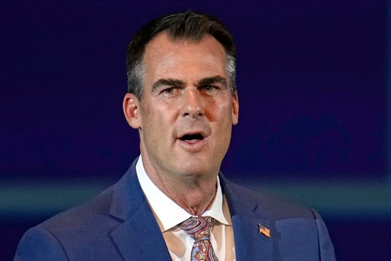 FILE - Oklahoma Gov. Kevin Stitt speaks during a campaign rally on Nov. 1, 2022, in Oklahoma City. Stitt said Tuesday, Jan. 30, 2024, that he is confident in the state’s current lethal injection protocols and has no plans to endorse a switch to nitrogen gas, even as several states are mulling following Alabama’s lead in using nitrogen gas to execute death row inmates.