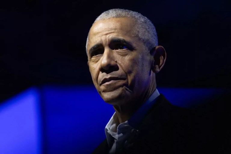 Former President Barack Obama moderates a conversation during the Obama Foundation's 2024 Democracy Forum, Dec. 5, 2024, in Chicago, Illinois.