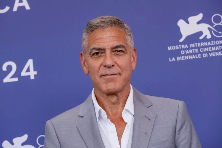 George Clooney poses for photographers at the photo call for the film 'Wolfs' during the 81st edition of the Venice Film Festival in Venice, Italy, on Sunday, Sept. 1, 2024.