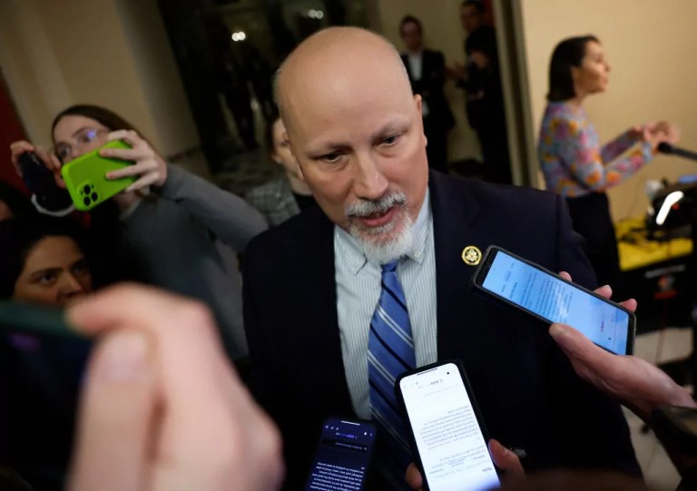 Rep. Chip Roy (R-TX) speaks to the media after the House of Representatives failed to pass a government funding bill at the U.S. Capitol on Dec. 19, 2024 in Washington, D.C.