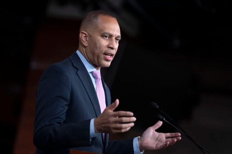 House Minority Leader Hakeem Jeffries, D-N.Y., responds to reporters during his weekly news conference at the Capitol in Washington, Friday, Dec. 6, 2024. (AP Photo/J. Scott Applewhite)