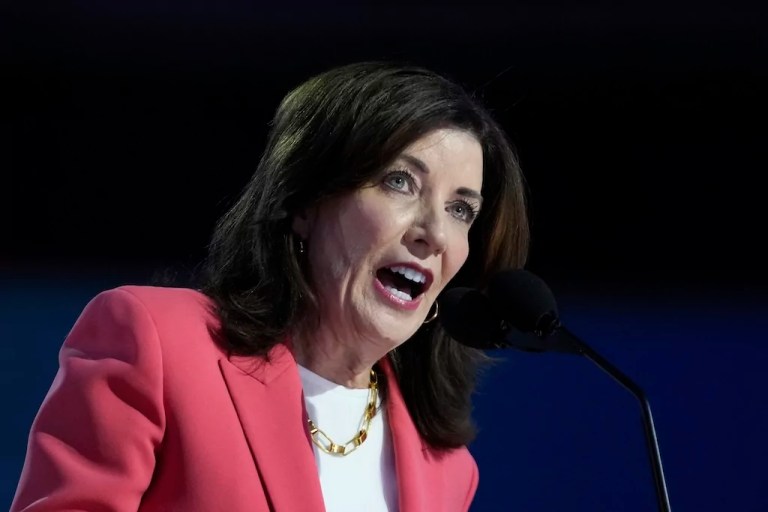 Gov. Kathy Hochul (D-NY) speaks during the Democratic National Convention, Aug. 19, 2024, in Chicago.