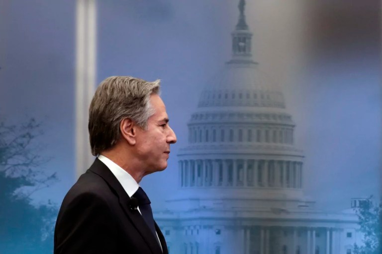 Blinken repeatedly disrupted during final State Department speech