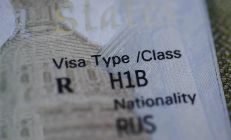 H-1B visa paper seen up close. (Getty Images)