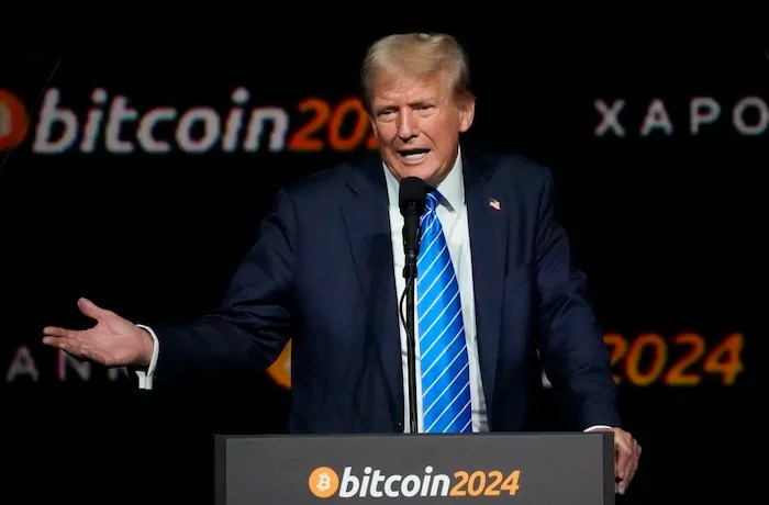 President Donald Trump speaks at the Bitcoin 2024 Conference, July 27, 2024, in Nashville, Tennessee.