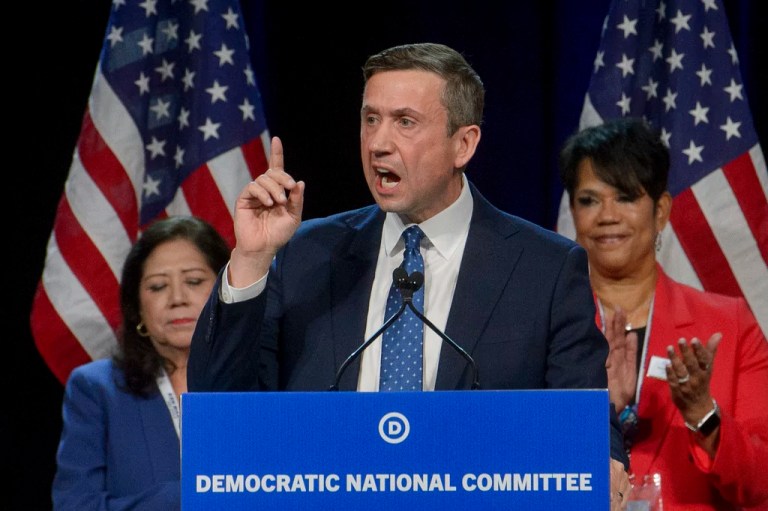 DNC chair candidate Ken Martin speaks at the Democratic National Committee Winter Meeting at the Gaylord National Resort and Convention Center in National Harbor, Md., Saturday, Feb. 1, 2025.
