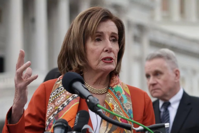 House Speaker Emerita Rep. Nancy Pelosi (D-CA) speaks during a news conference in response of the sentencing ruling in the Hong Kong 47 case November 19, 2024 in front of the U.S. Capitol in Washington, D.C. (Alex Wong/Getty Images)