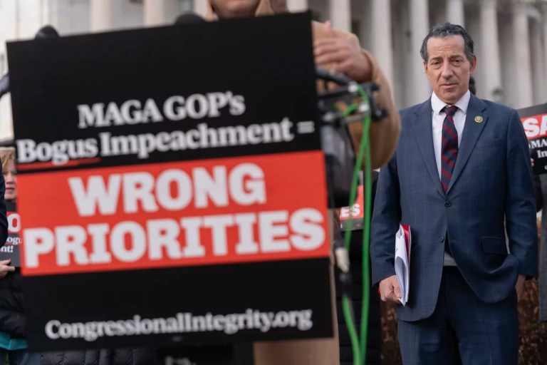 Rep. Jamie Raskin, D-Md., ranking member of the House Oversight and Accountability Committee, attends a news conference on Republican's impeachment inquiry into President Joe Biden at the U.S. Capitol, in Washington, Wednesday, Dec. 13, 2023