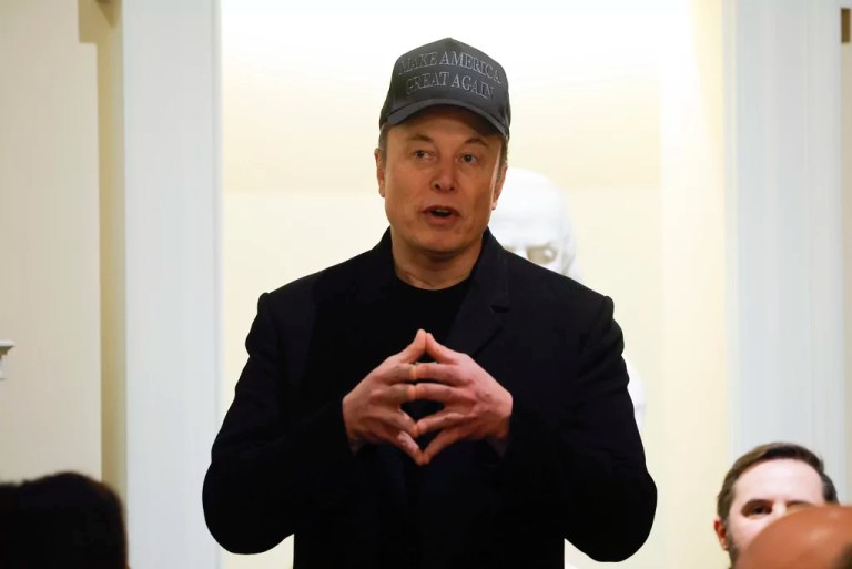 Elon Musk speaks during a Cabinet meeting with President Donald Trump at the White House in Washington, Tuesday, Feb. 26, 2025.