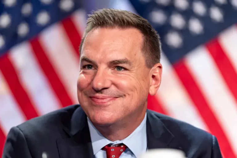 Rep. Richard Hudson (R-NC) is seated before President-elect Donald Trump arrives at a meeting of the House GOP conference, Wednesday, Nov. 13, 2024, in Washington.