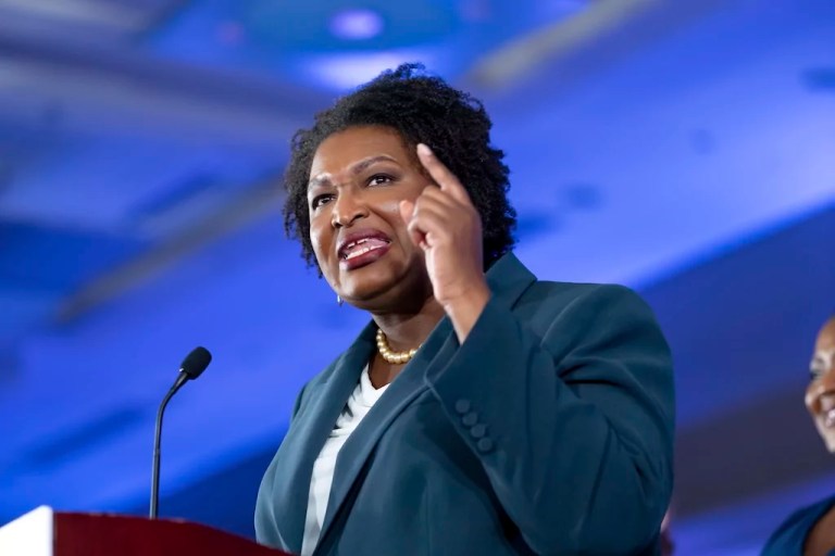 Stacey Abrams, Democratic candidate for Georgia governor, gives a concession speech in Atlanta on Tuesday, Nov. 8, 2022. (AP Photo/Ben Gray)
