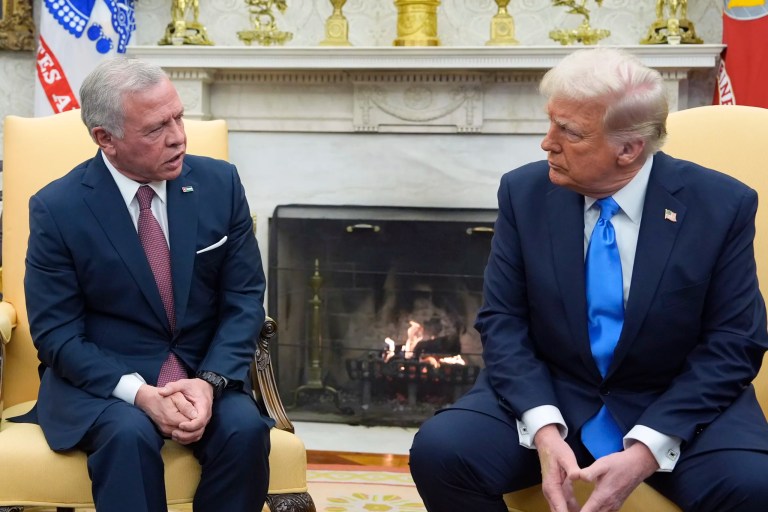 Trump plays nice with Jordan as he talks tough with Hamas