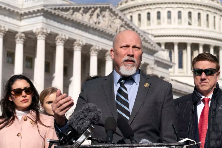 Rep. Chip Roy, R-Texas, speaks during a news conference on abortion at Capitol Hill on Wednesday, Feb. 14, 2024, in Washington. (AP Photo/Jose Luis Magana)