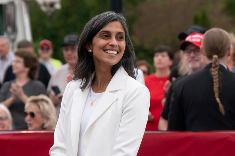 Usha Vance attends a campaign rally, Nov. 1, 2024, in Selma, N.C. (AP Photo/Allison Joyce, File)
