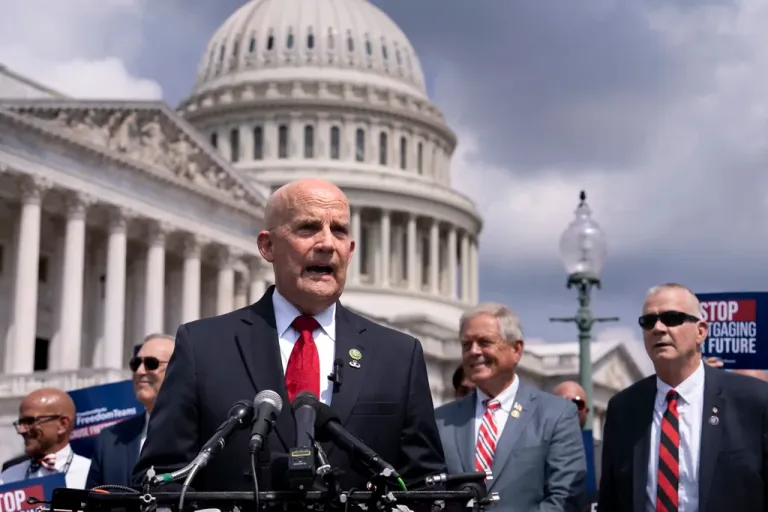 Rep. Keith Self, R-Texas, and members of the conservative House Freedom Caucus