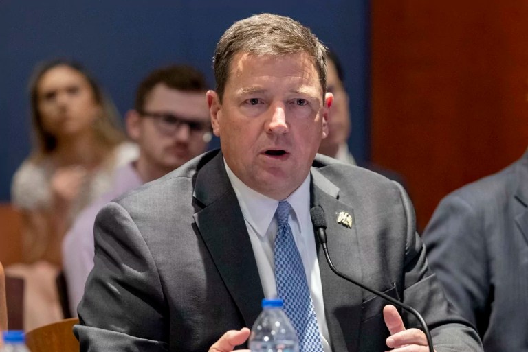 Ed Martin speaks at an event at the Capitol in Washington, June 13, 2023.