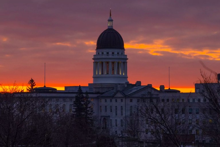 The Maine State House is seen at dawn, Jan. 3, 2024, in Augusta, Maine.
