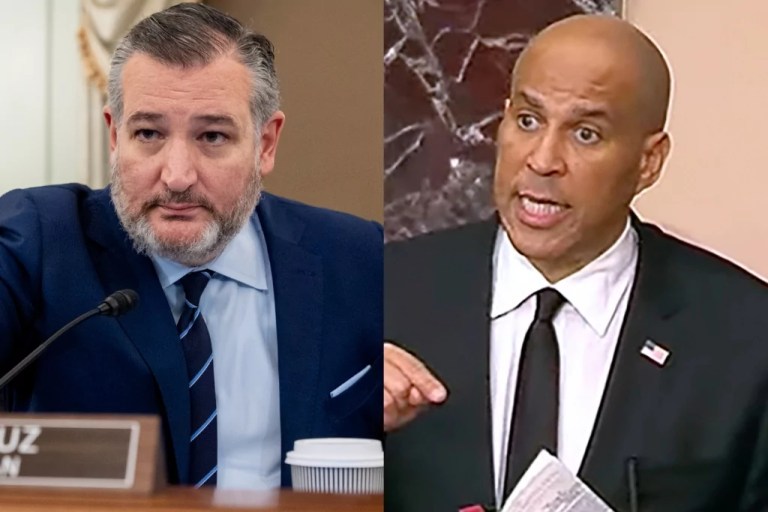 Ted Cruz jokes about ‘pulling the fire alarm’ to end Cory Booker’s filibuster