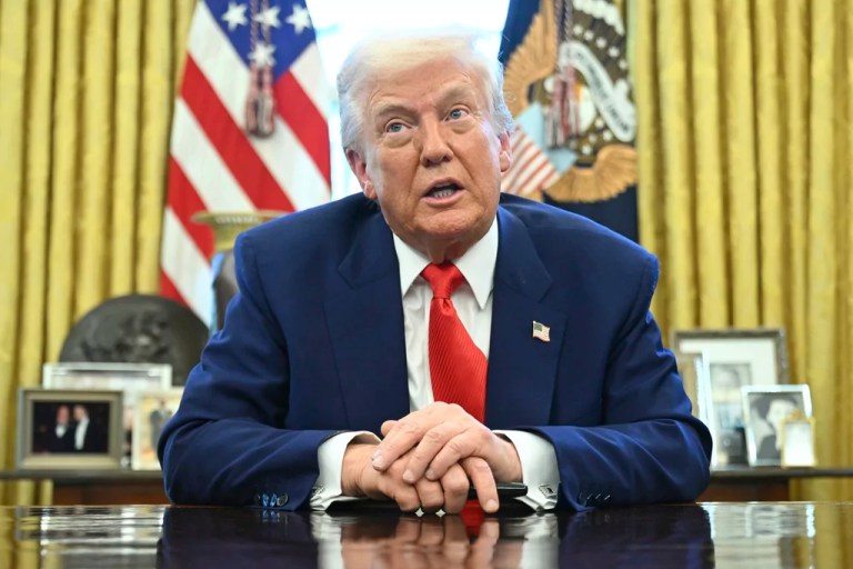 President Donald Trump speaks after signing an executive order in the Oval Office of the White House, Wednesday, April 9, 2025, in Washington.