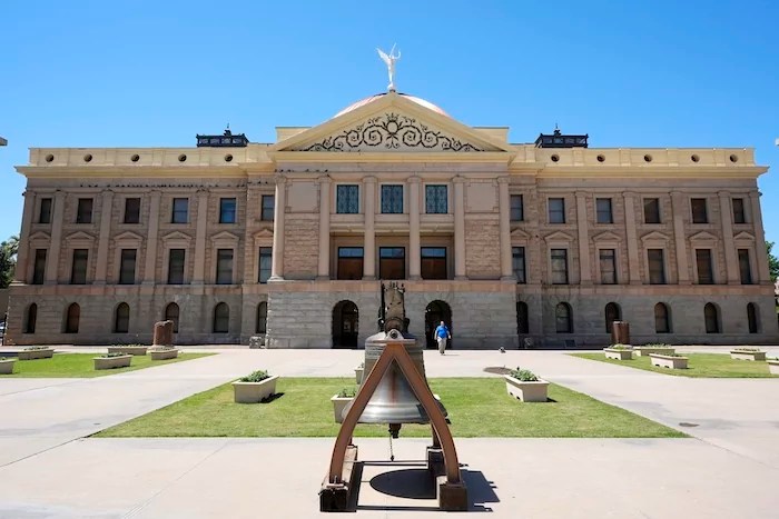The historic Arizona Capitol building stands, April 11, 2024, in Phoenix. Democrats in the Arizona House are expected on Wednesday, April 24, to make another attempt to repeal Arizona's near-total abortion ban, which the state's highest court says can be enforced. (AP Photo/Ross D. Franklin, File)