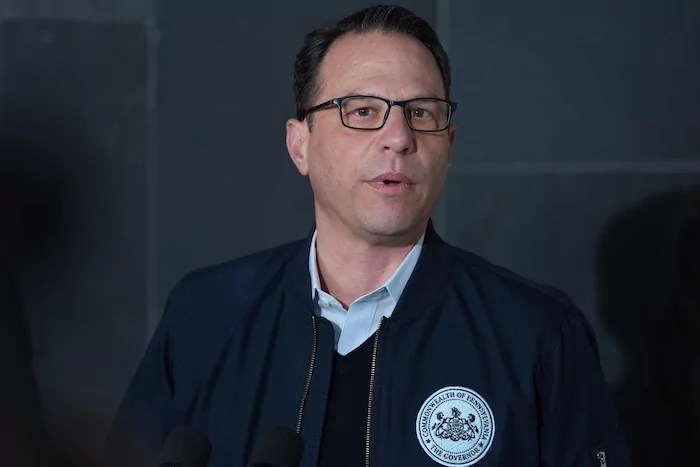 governor Josh Shapiro speaks during a news conference regarding the shooting at UPMC Memorial Hospital in York, Pa. on Saturday, Feb. 22, 2025.