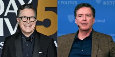 Stephen Colbert, left. James Comey, right.