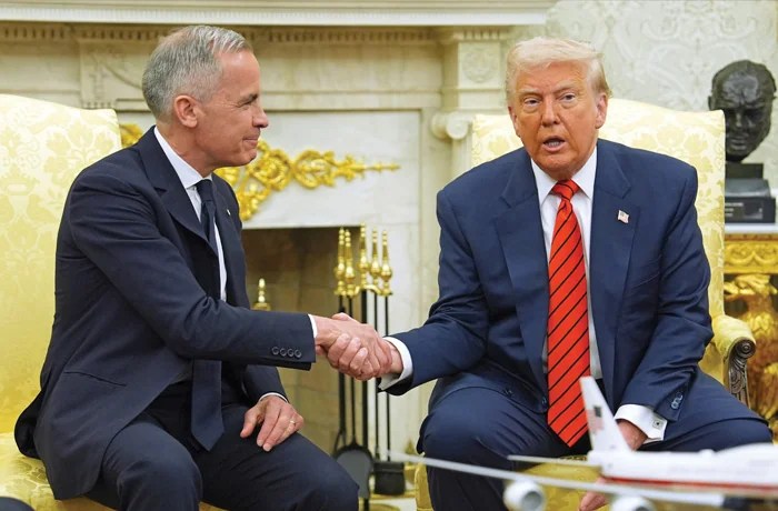 President Donald Trump meets Canadian Prime Minister Mark Carney in the Oval Office, May 6, 2025.