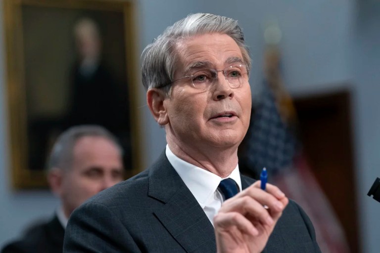 Treasury Secretary Scott Bessent speaks to reporters in the James Brady Press Briefing Room at the White House, Tuesday, April 29, 2025, in Washington.