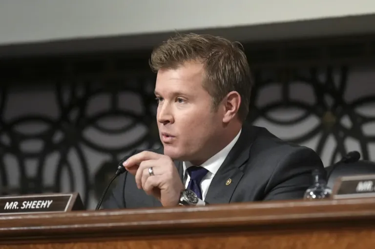 Sen. Tim Sheehy (R-MT) speaks at the Senate Armed Services Committee confirmation hearing for Pete Hegseth, President-elect Donald Trump's choice to be defense secretary.