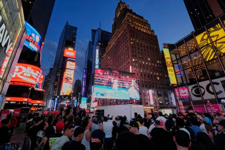 12-foot statue unveiled in Times Square challenges ‘identity’ norms with ‘subtle nod’ to Michelangelo’s David
