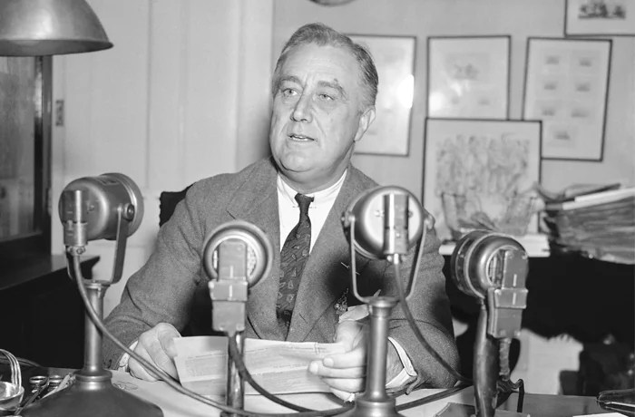 President Franklin D. Roosevelt at his Hyde Park estate in New York.