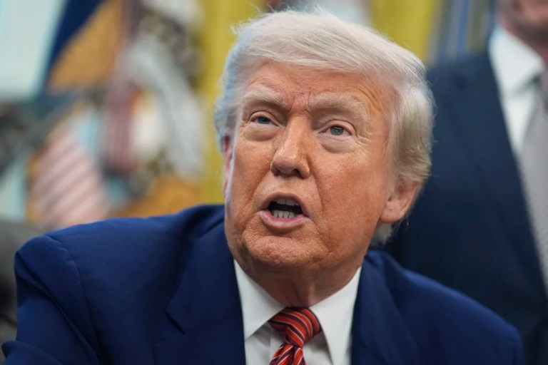 President Donald Trump speaks during a National Day of Prayer event in the Rose Garden of the White House, Thursday, May 1, 2025, in Washington.