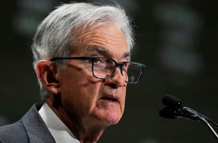 Chair of the Board of Governors of the Federal Reserve System Jerome Powell speaks during an event hosted by the Economic Club of Chicago,