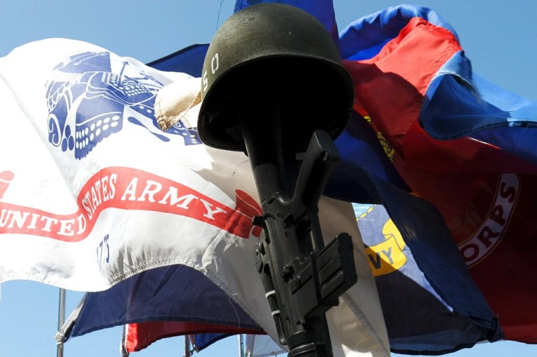 July 4, 2012 - A Fallen Soldier Battle Cross on display in the float of VFW Post 2150, during the annual 4th of July parade in the McKinney, Texas town square. (Michael Prengler/Special Contributor)
