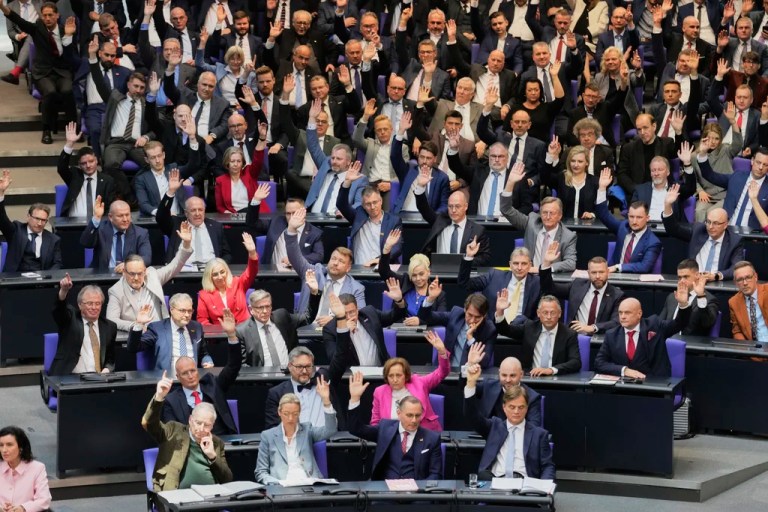 AfD members vote in the Bundestag