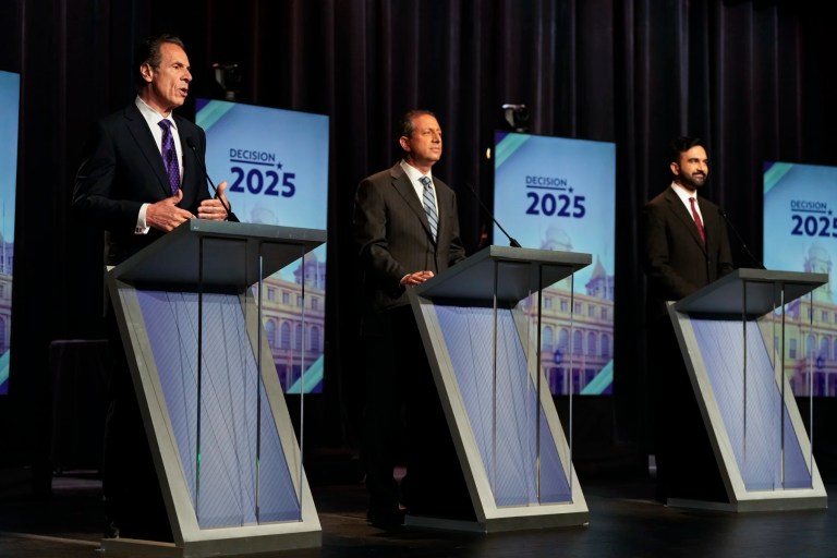 Former New York Gov. Andrew Cuomo speaks during the final primary New York City mayoral debate, at the John Jay College of Criminal Justice in the Gerald W. Lynch Theater, in New York City, Thursday, June 12, 2025.