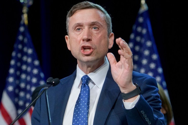 Democratic National Committee chairman Ken Martin speaks after winning the vote at the Democratic National Committee winter meeting at the Gaylord National Resort and Convention Center in National Harbor, Maryland, Feb. 1, 2025.