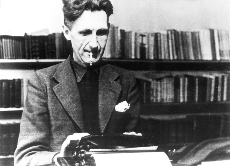 George Orwell at his typewriter.