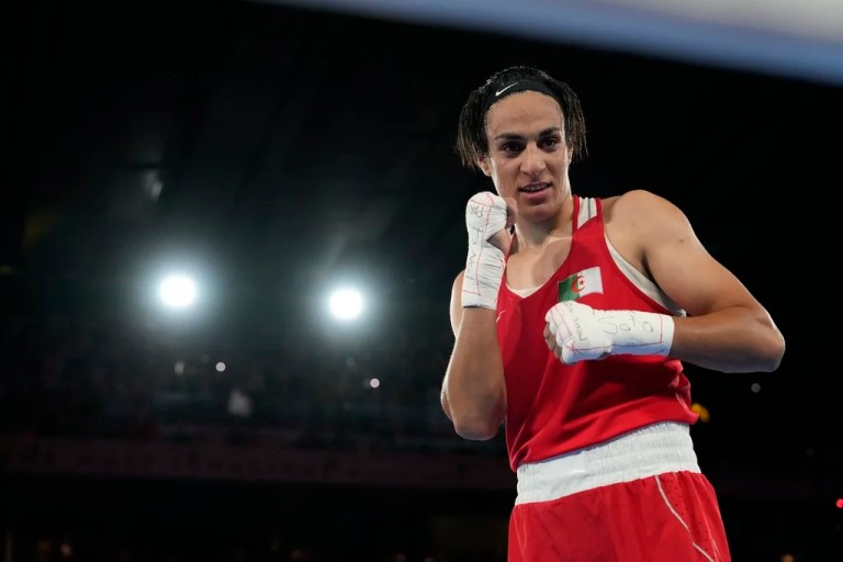 Algeria's Imane Khelif poses.