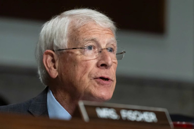 Senate Armed Services Committee Chairman Roger Wicker, R-Ms., questions witnesses Vice Chief of Naval Operations Adm. James Kilby; Secretary of the Navy John Phelan and Commandant of the Marine Corps Gen. Eric Smith, during a hearing to examine the posture of the Department of the Navy in review of the Defense Authorization Request for Fiscal Year 2026 and the Future Years Defense Program on Capitol Hill, Tuesday, June 10, 2025, in Washington. (AP Photo/Manuel Balce Ceneta)